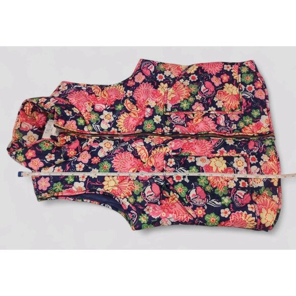 Peach Love California Womens Floral Puffer Vest Small Full Zip 2‎ Front Pockets - Picture 7 of 7